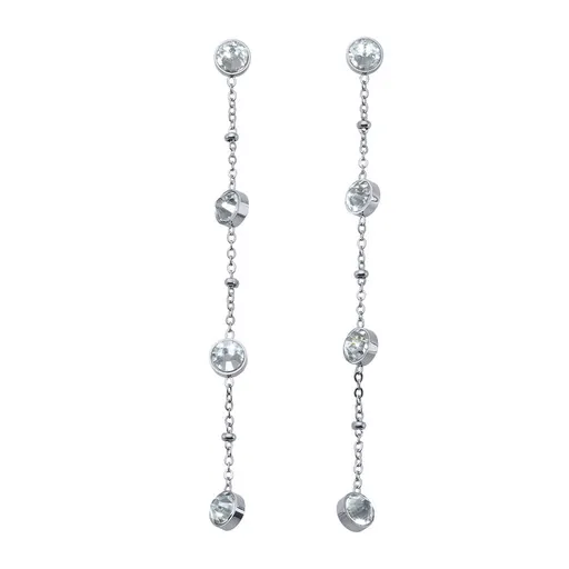 CRYSTalp Dlouhé ocelové náušnice s krystaly 42158.E