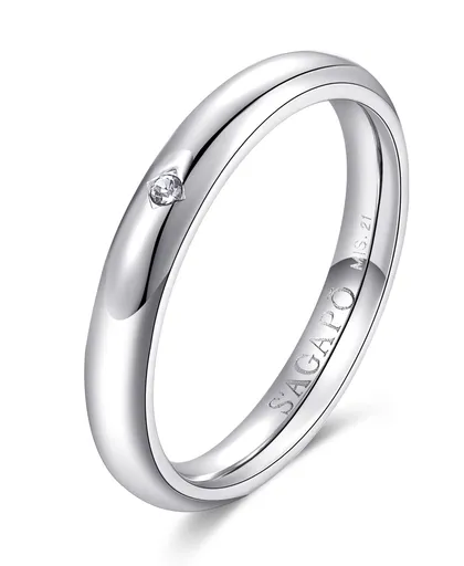 S'Agapõ Pánský snubní prsten s krystalem For Love SFV40 63 mm