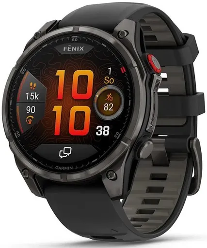 Garmin fēnix® 8 Pro – 47 mm, AMOLED Sapphire, Carbon grey DLC titanium se silikonovým řemínkem Black/Pebble Grey 010-03198-01