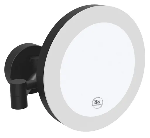 SAPHO X-ROUND BLACK kosmetické zrcátko závěsné LED, Ø 200, černá mat XR016B