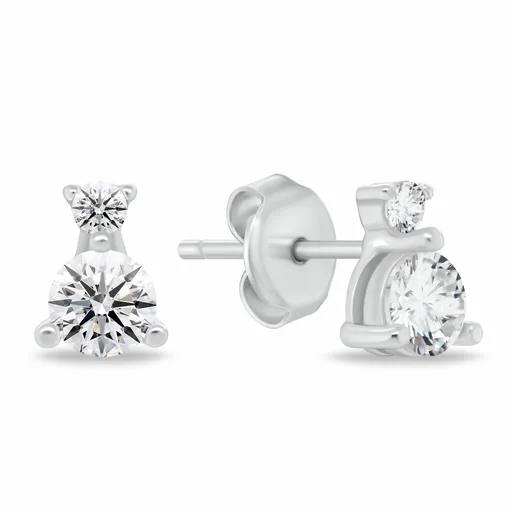 Brilio Silver Minimalistické stříbrné náušnice se zirkony EA1175W