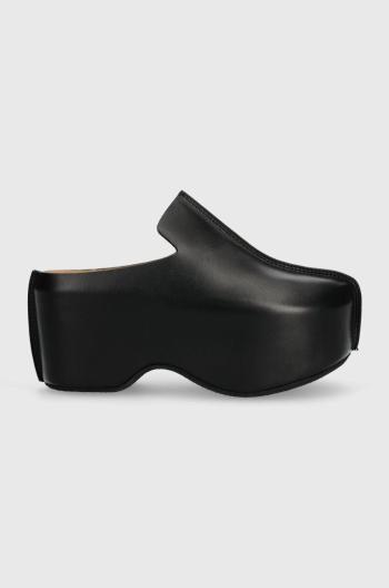 Kožené pantofle JW Anderson Platform Clog dámské, černá barva, na platformě, ANW42000A