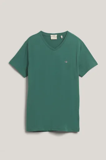 TRIČKO GANT SLIM SHIELD V-NECK T-SHIRT WOODY GREEN