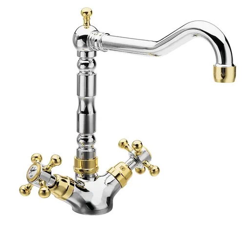 SAPHO ANTEA stojánková dřezová baterie s retro hubicí, chrom/zlato 3122