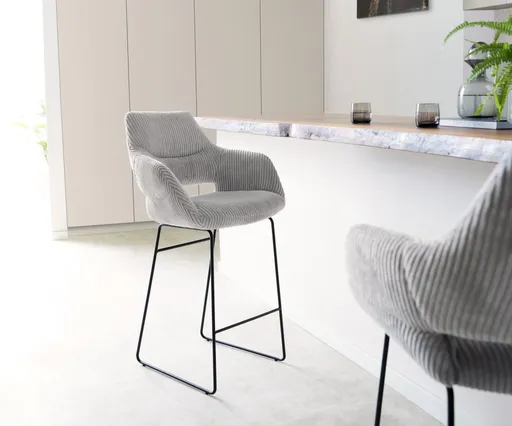 Barová židle Yago-Flex tenká podnož kovová černá manšestr