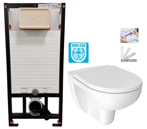 DEANTE Podomítkový rám, pro závěsné WC mísy bez tlačítka + WC JIKA LYRA PLUS RIMLESS + SEDÁTKO DURAPLAST SLOWCLOSE CST_WC01 X LY2