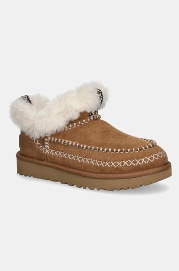 Semišové sněhule UGG Classic Ultra Mini Alpine hnědá barva, 1158224-CHE