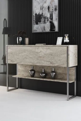 Komoda Luxe - Travertine, Silver