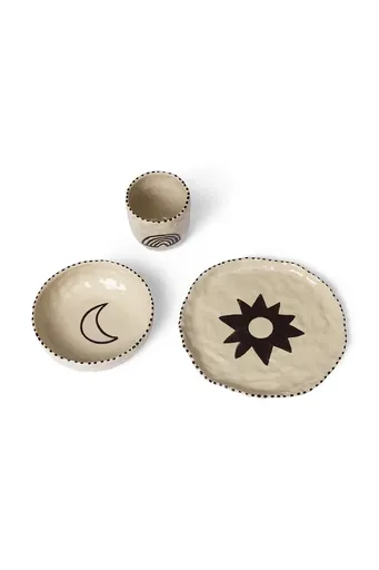 Dětský snídaňový set ferm LIVING Naive Ceramic Set 3-pack
