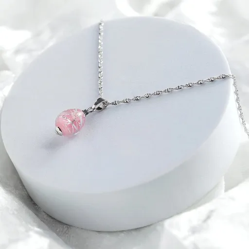 Lampglas Náhrdelník Soft Pink Nude s ryzím stříbrem NNM5/AG/RHO 50 cm