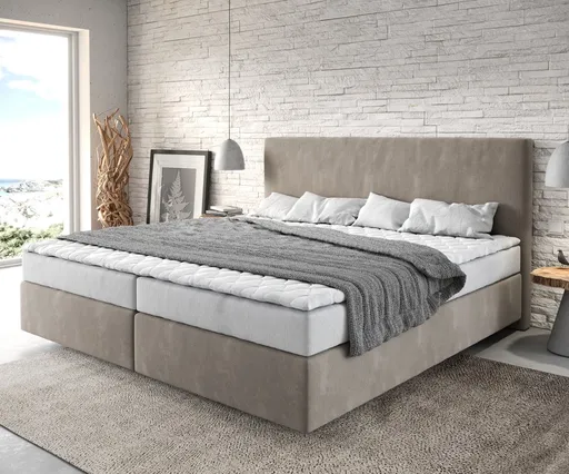 Boxspring postel Dream-Well mikrovlákno béžová 200x200 cm