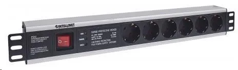 Intellinet 19" 1.5U Rackmount 6-Way Power Strip - German Type, rozvodný panel, 6x DE zásuvka, 3m kabel, přepěťová ochrana