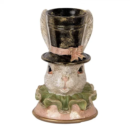 Dekorace busta králík v klobouku a zlatou patinou - 18*15*29 cm Clayre & Eef