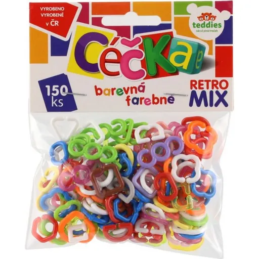 Céčka barevná 150 ks retro mix plast v sáčku