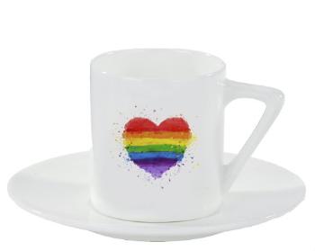 Espresso hrnek s podšálkem 100ml Rainbow heart