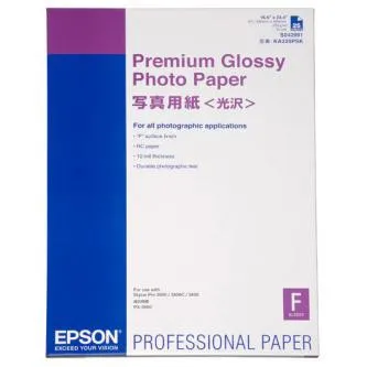 Epson Premium Glossy Photo Paper, C13S042091, foto papír, lesklý, bílý, Stylus Photo 890, 895, 1270, 2100, A2, 255 g/m2, 25 ks, in