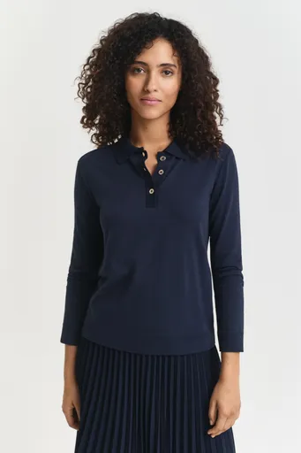 POLOKOŠILE GANT REG SEAMLESS BUTTON LS POLO EVENING BLUE