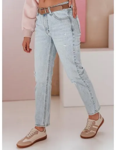 Dámské slim fit džíny kalhoty s páskem SLIMLEN modré