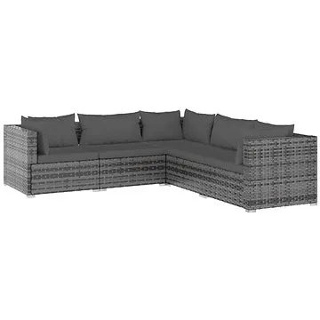 5dílná zahradní sedací souprava s poduškami polyratan šedá, 3101701 (3101701)