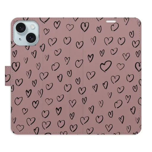 Flipové pouzdro iSaprio - Heart Dark 02 - iPhone 15 Plus