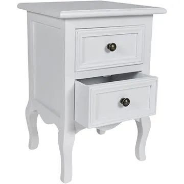 Noční stolek se 2 zásuvkami MDF bílý (60637)