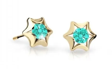 Cutie Jewellery Zlaté dětské náušnice C2159-30-X-1 světle zelená