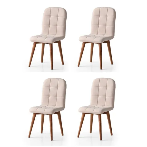 Sada jídelních židlí Retro Cream and Walnut, 4 ks