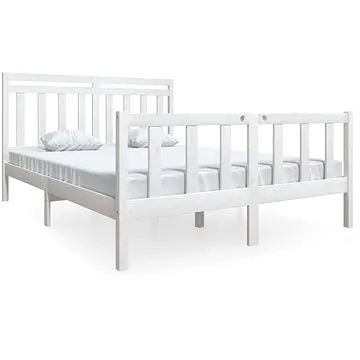 Rám postele bílý masivní dřevo 150 × 200 cm King Size, 3100964 (3100964)