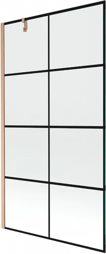 MEXEN/S Next vanová zástěna FIX 100 x 150, černá vzor, měď kartáčovaná 895-100-000-00-70-77 895-100-000-00-77-65