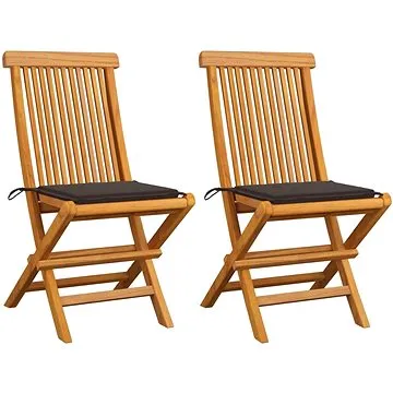 SHUMEE Židle zahradní s šedomodrými poduškami teak 3062468 - 2ks v balení (3062468)