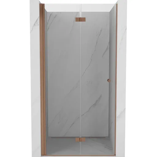 MEXEN MIST dveřní část zalamovací 60x200 cm 6mm měď kartáčovaná, čirá, levé 8A6-060-000-65-00-L