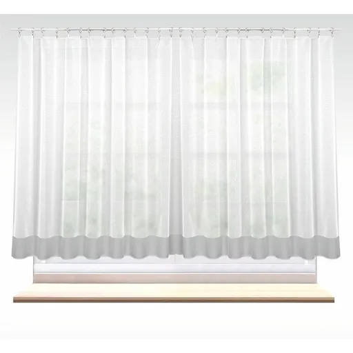 Záclona nebo balkonový komplet markizeta, Delux s šedým lemem a olůvkem, metráž, bílá 250 cm