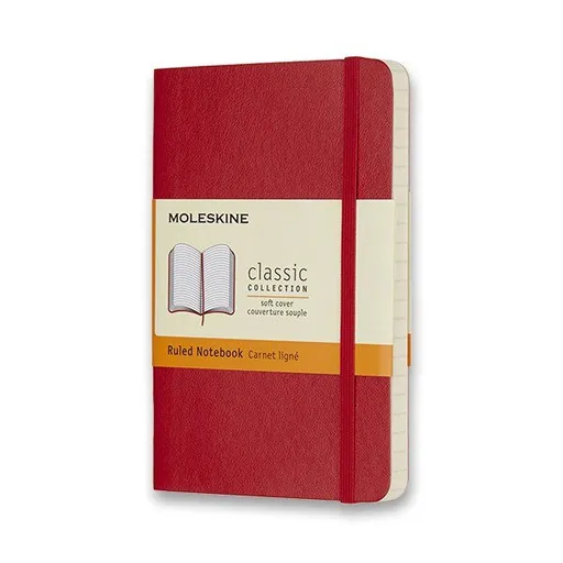 Zápisník Moleskine VÝBĚR BAREV - měkké desky - S, linkovaný 1331/11242 - Zápisník Moleskine - měkké desky červený