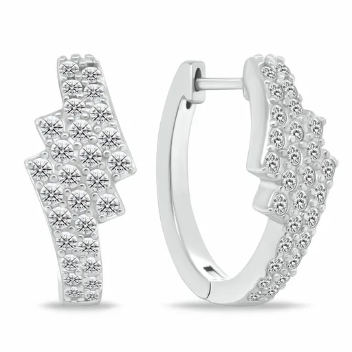 Brilio Silver Blyštivé kruhové náušnice se zirkony EA1181W