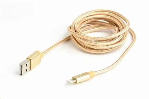 GEMBIRD Kabel USB 2.0 Lightning (IP5 a vyšší) nabíjecí a synchronizační kabel, opletený, 1, 8m, zlatý, blister