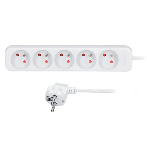 Solight prodlužovací přívod, 5 zásuvek, bílý, 3m PP42