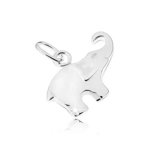 Lesklý a plochý přívěsek ve tvaru slona, stříbro 925