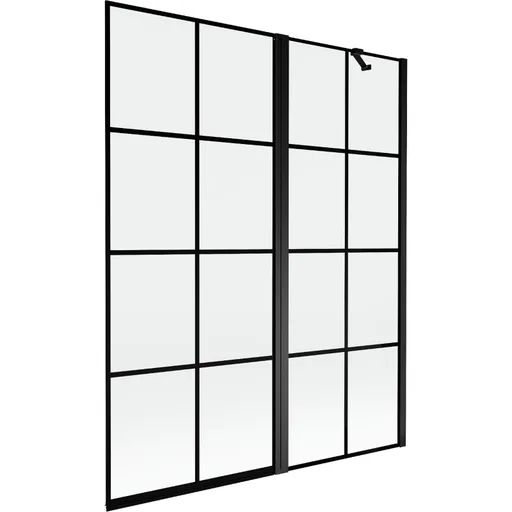 MEXEN MIST vanová zástěna 140x150 cm 6mm f+s, černá, dekor, pravá 8A9-140-011-70-77-P