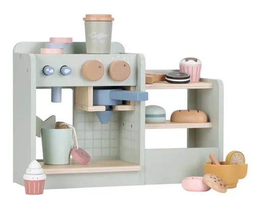 LITTLE DUTCH Kávovar dřevěný velký s příslušenstvím Coffee House