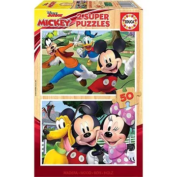 Educa Dřevěné puzzle Mickey a přátelé 2x50 dílků (8412668188808)