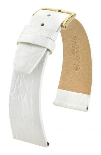 Řemínek Hirsch Prestige Crocodile - bílý - 15 mm - M – Střední délka - 14 mm - Rose Gold