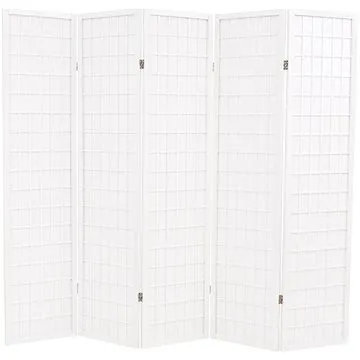 Skládací 5dílný paraván v japonském stylu 200 x 170 cm bílý (245907)