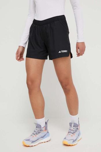 Sportovní šortky adidas TERREX Multi dámské, černá barva, hladké, medium waist, HZ6284