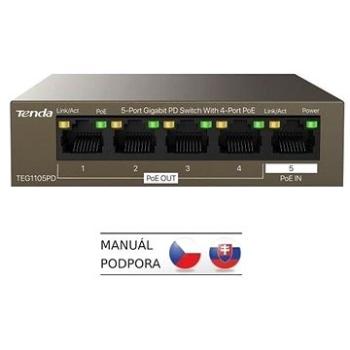 Tenda TEG1105PD Gigabit PoE PD Fanless Switch 30W (TEG1105PD)