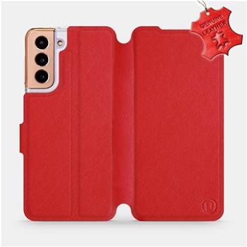 Flip pouzdro na mobil Samsung Galaxy S21 5G - Červené - kožené -   Red Leather (5903516617012)