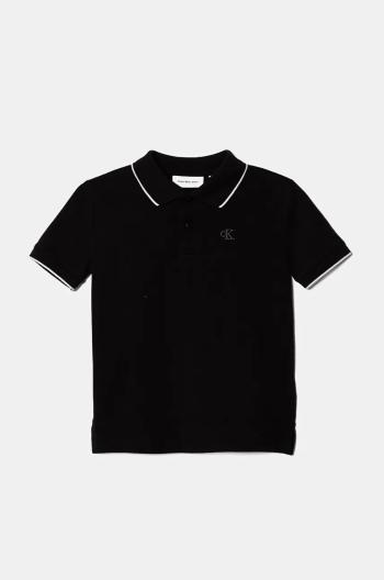 Dětské polo tričko Calvin Klein Jeans černá barva, IB0IB02230