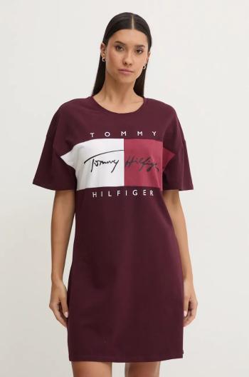 Pyžamové tričko Tommy Hilfiger vínová barva, UW0UW05631