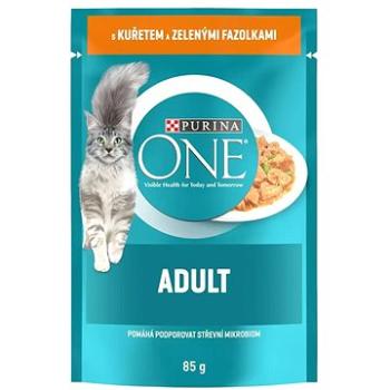 Purina ONE Adult mini filetky s kuřetem a zelenými fazolkami ve šťávě 85 g (7613038255743)