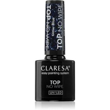 Claresa UV/LED Top Glitter No Wipe gelový vrchní lak na nehty třpytivý odstín Glitter Blue 5 g