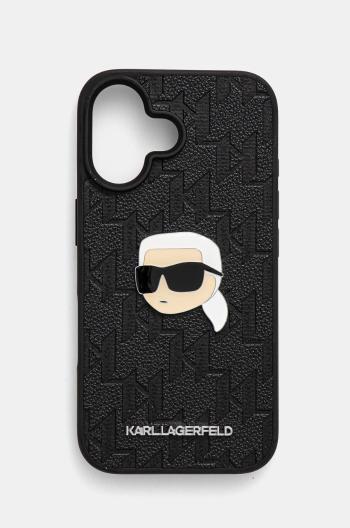 Obal na telefon Karl Lagerfeld iPhone 16 6.1 černá barva, KLHCP16SPGKLKIPK